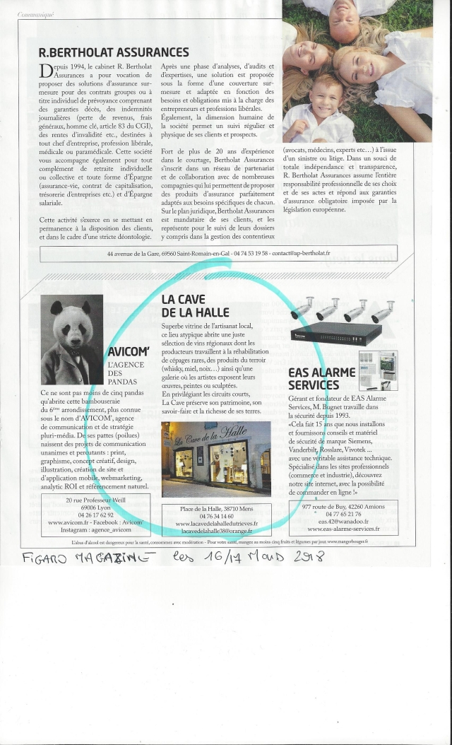 Notre boutique dans le cahier spécial Rhône Alpes